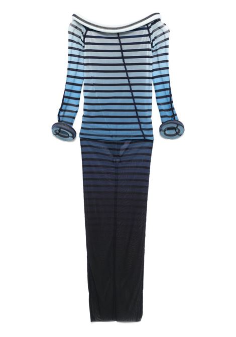 abito lungo 3d collar and cuff donna nero e blu JEAN PAUL GAULTIER | 25/33-F-RO294-T575005956